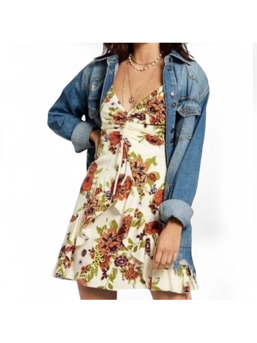 Free People Happy Heart Mini Dress Floral  XS